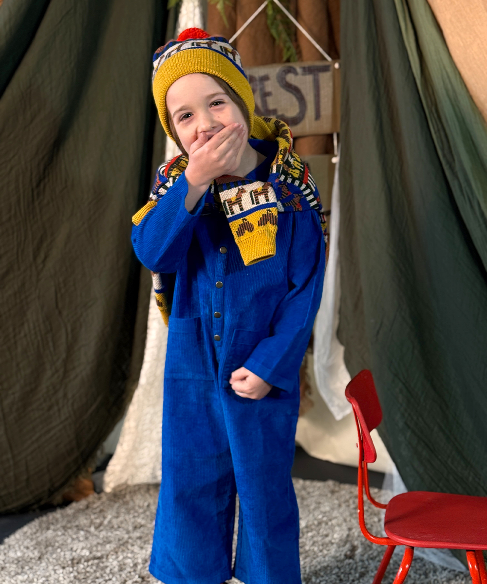 Cord Overalls - Electric Blue  - Organic Cotton