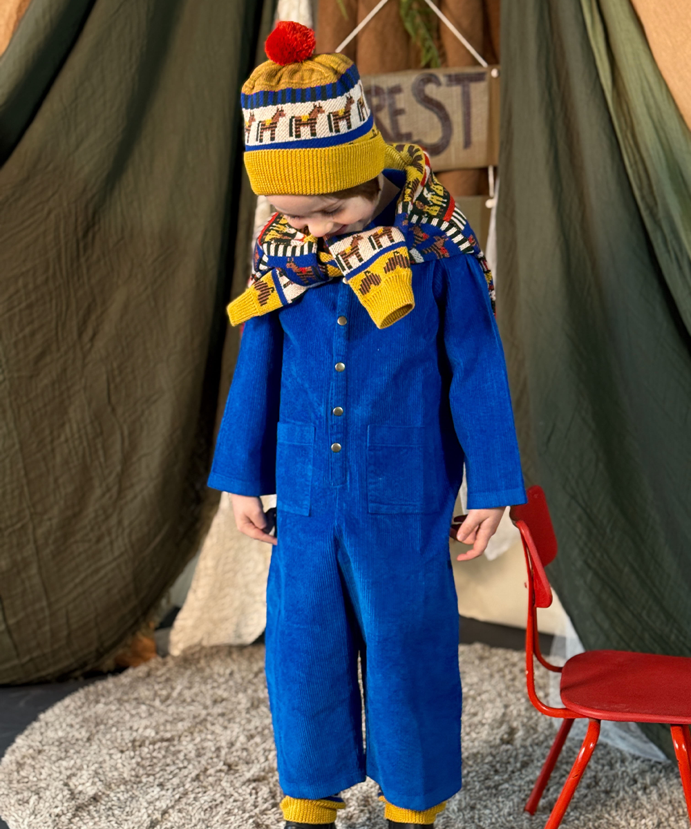 Cord Overalls - Electric Blue  - Organic Cotton