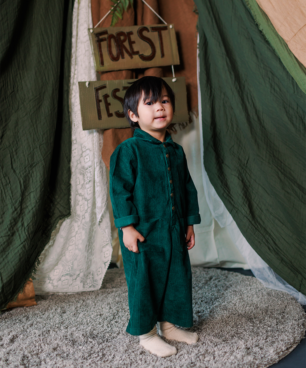 Cord Overalls - Emerald  - Organic Cotton