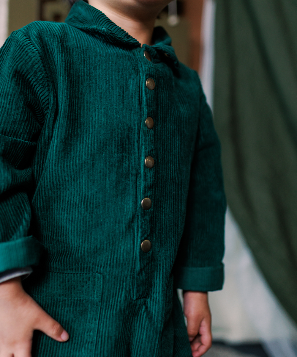 Cord Overalls - Emerald  - Organic Cotton