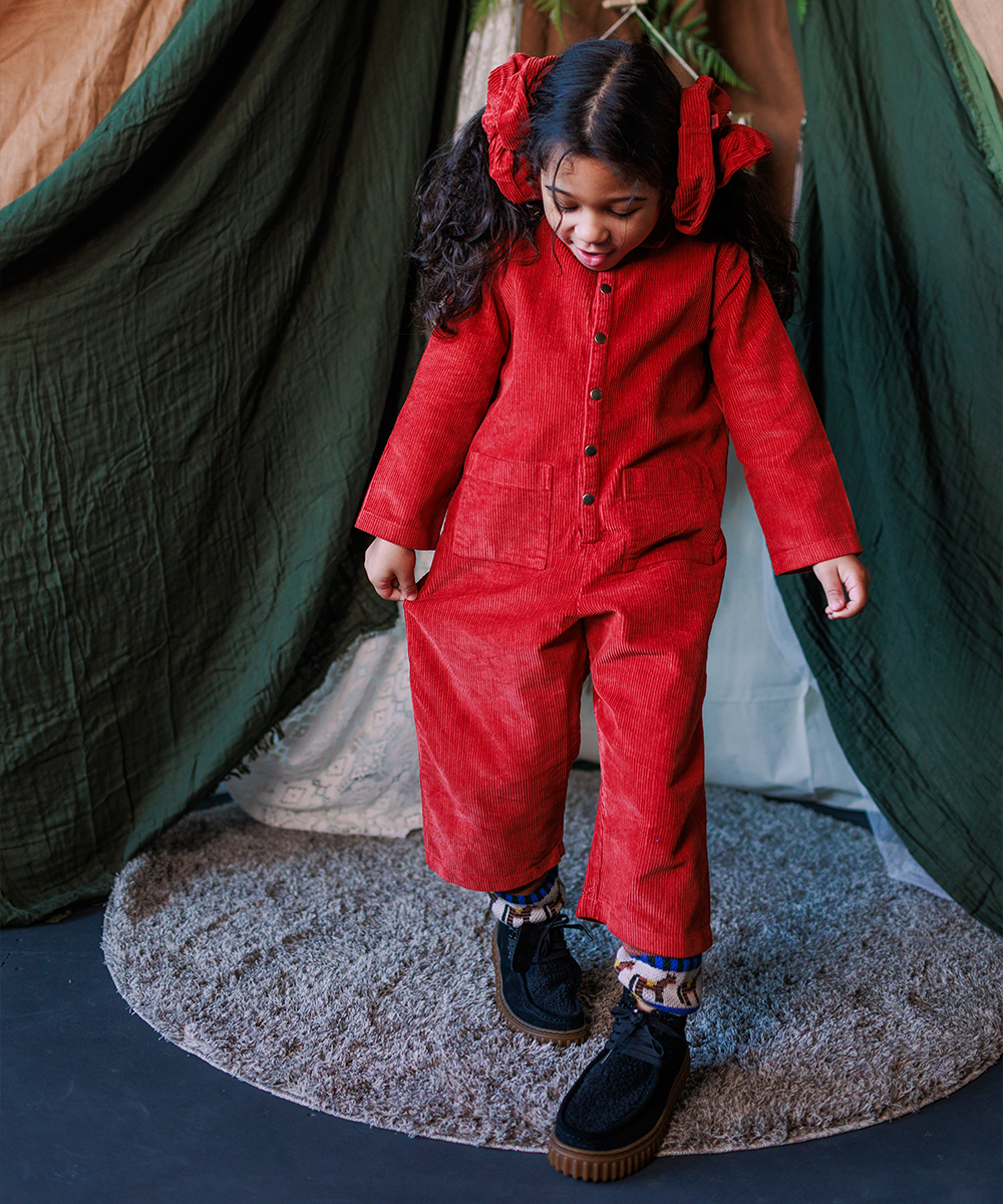 Cord Overalls - Vermillion  - Organic Cotton