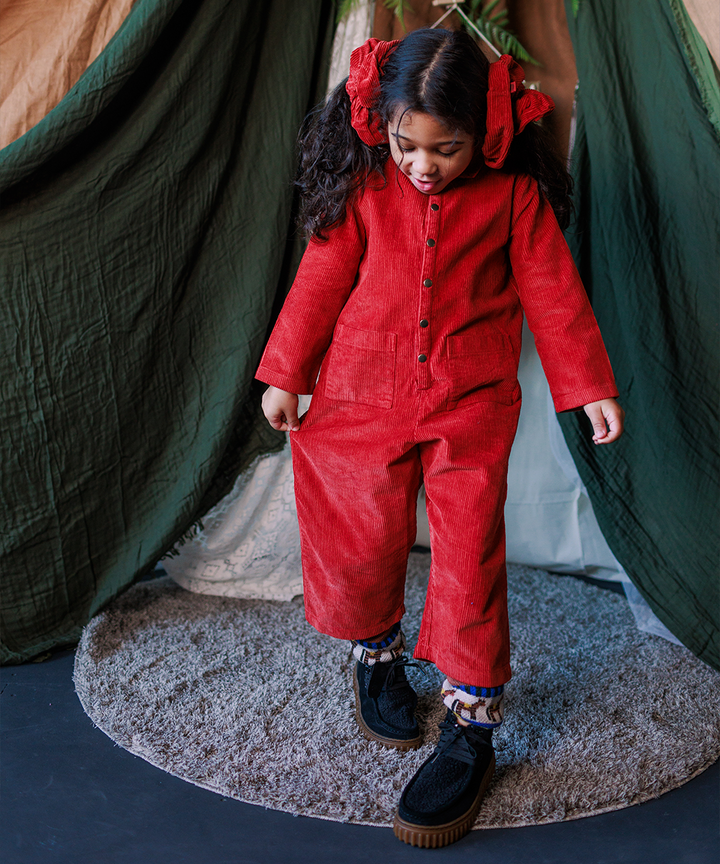 Cord Overalls - Vermillion  - Organic Cotton