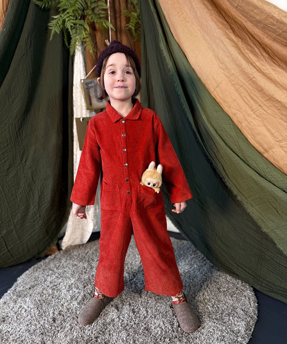 Cord Overalls - Vermillion  - Organic Cotton