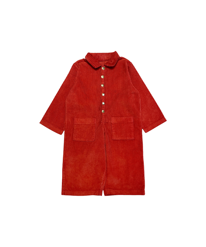 Cord Overalls - Vermillion  - Organic Cotton