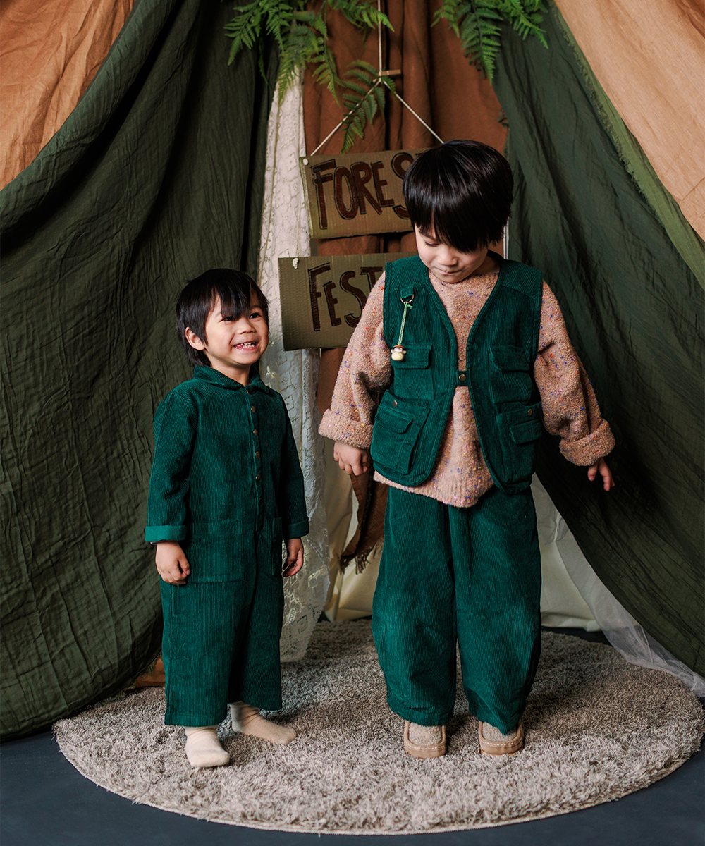 Cord Overalls - Emerald  - Organic Cotton