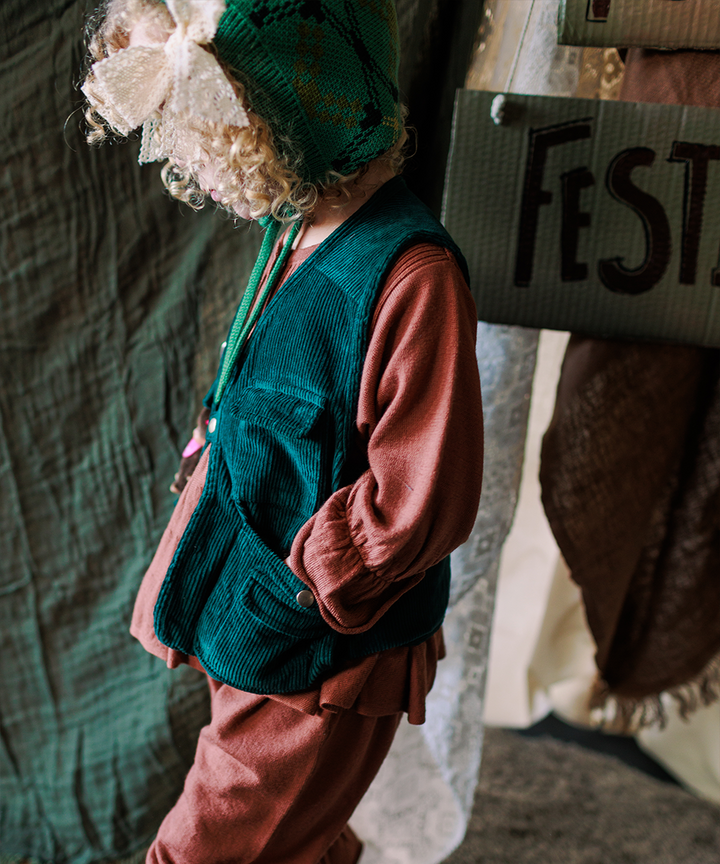 Cord Vest - Emerald  - Organic Cotton