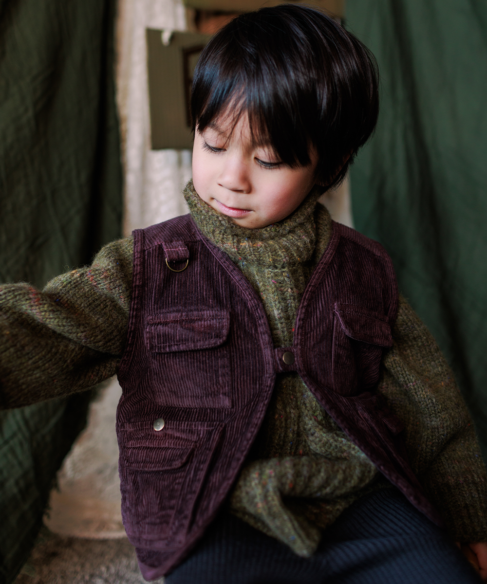 Cord Vest - Raisin