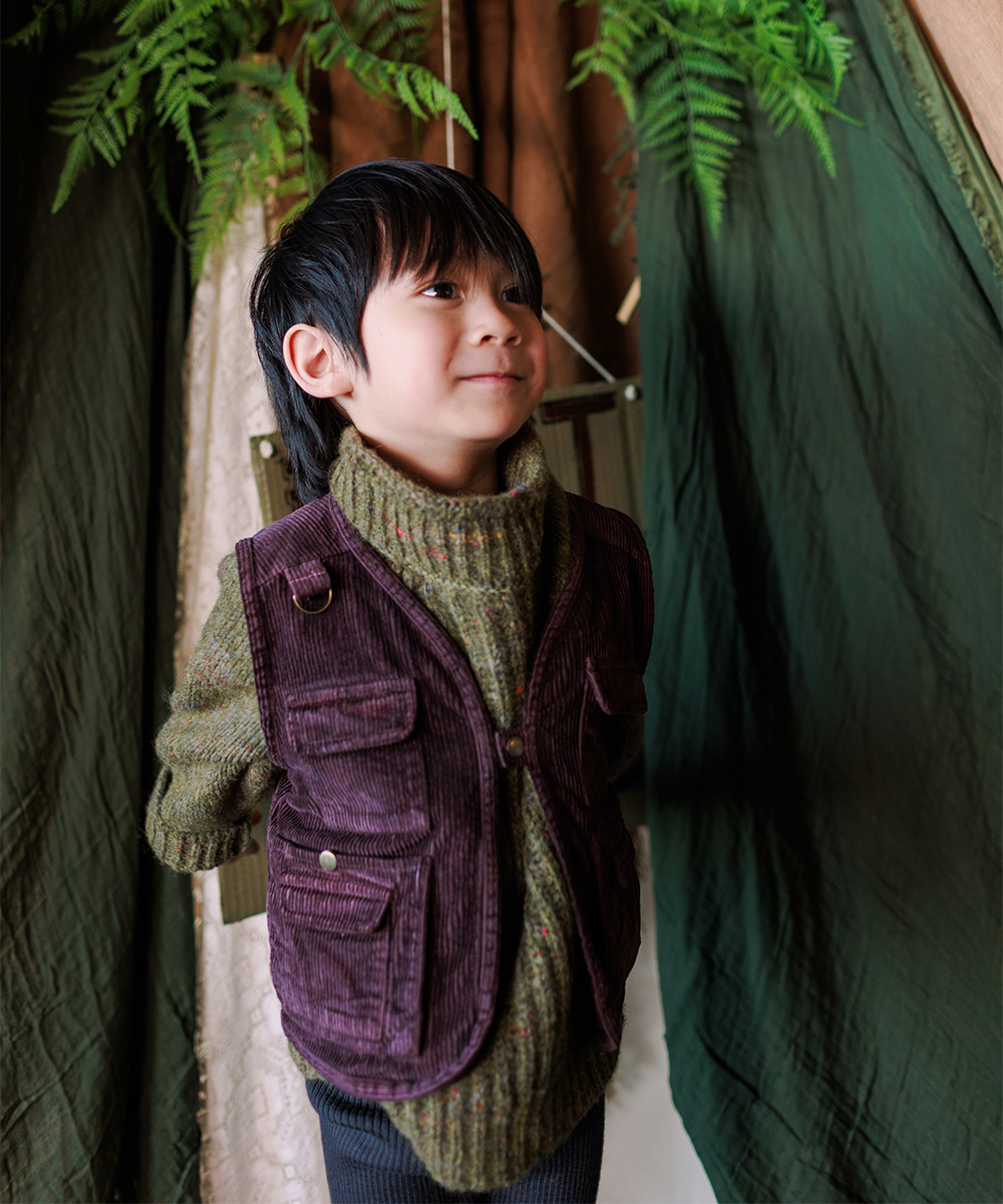 Cord Vest - Raisin