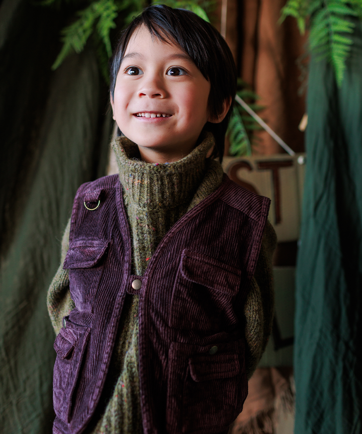 Cord Vest - Raisin  - Organic Cotton