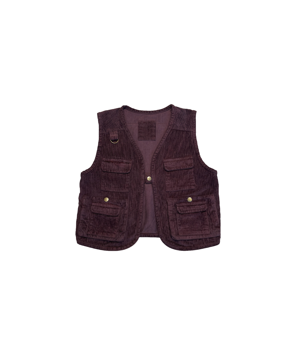 Cord Vest - Raisin