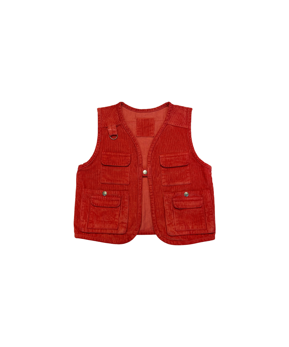 Cord Vest - Vermillion