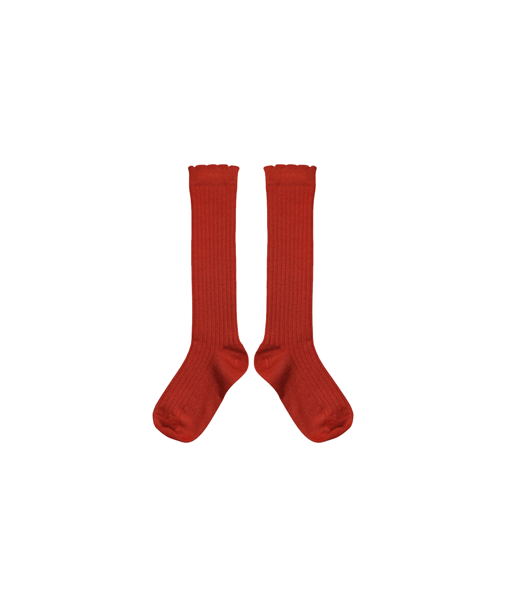Long Merino Wool Socks - Redcurrant