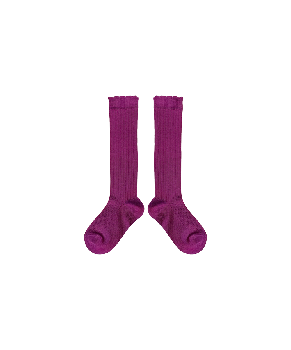 Long Merino Wool Socks - Violet