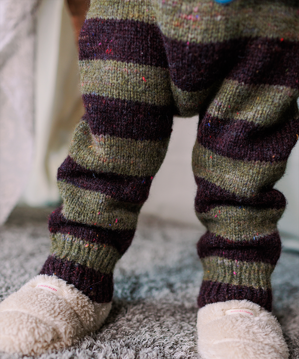 Moya Dungarees - Nettle/Fig Stripe