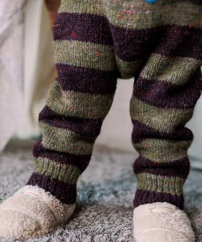 Moya Dungarees - Nettle/Fig Stripe