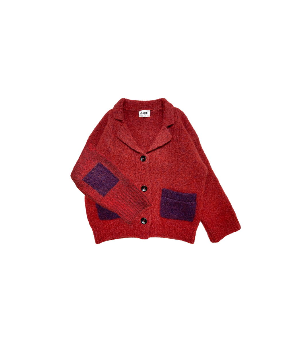 Teddy Cardigan - Cranberry/Blackberry
