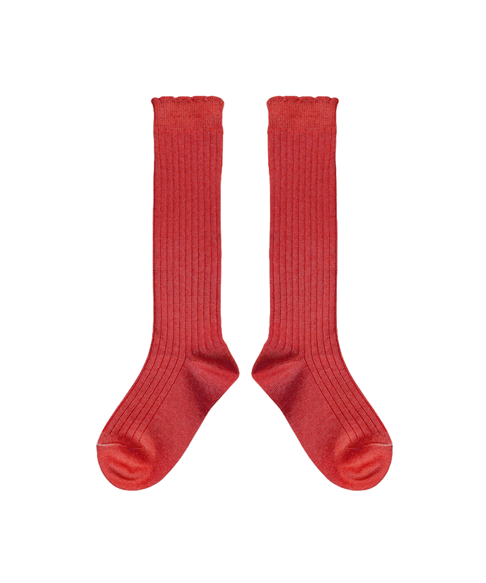 Long Merino Wool Socks - Ruby