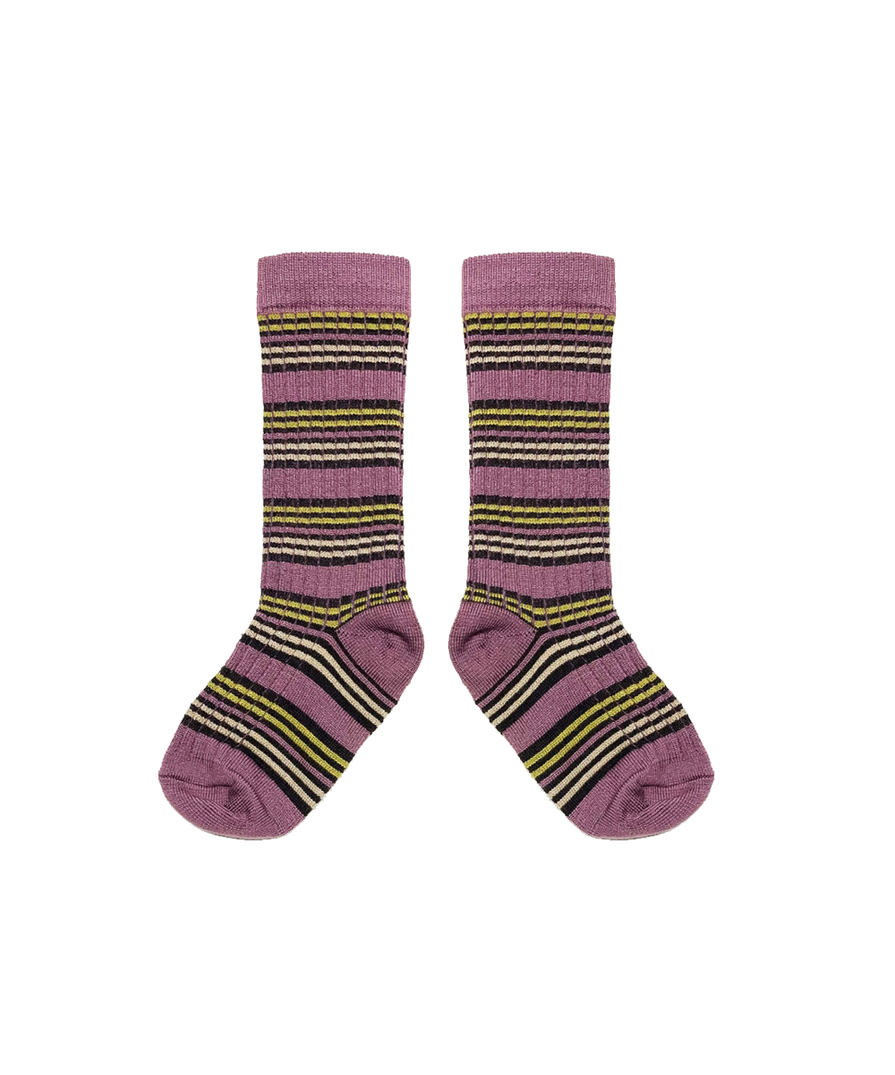 Merino Stripe Socks - Damson Stripe