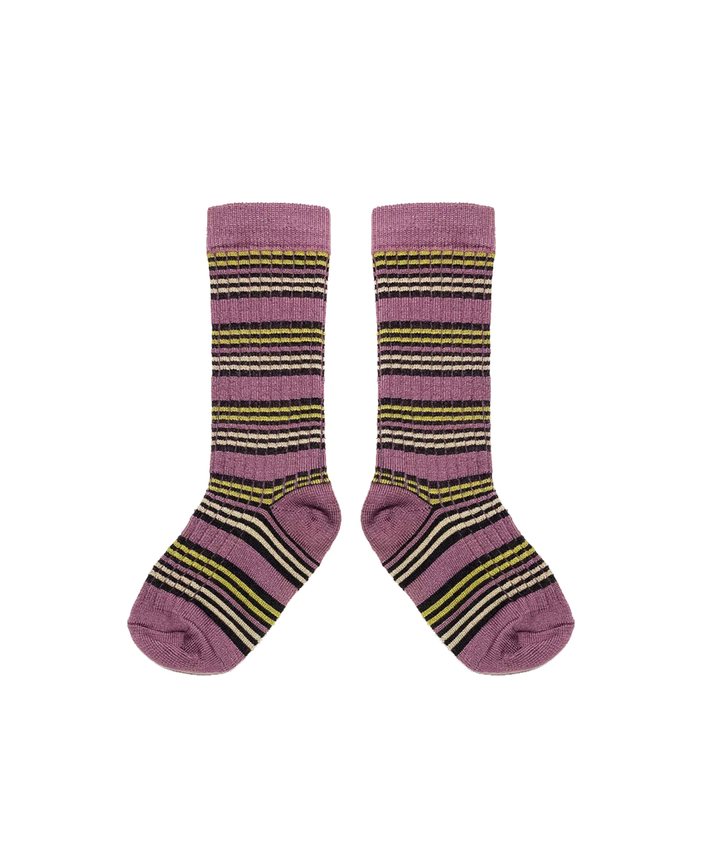 Merino Stripe Socks - Damson Stripe