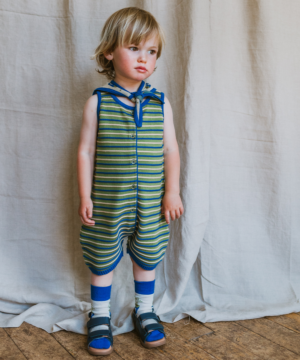 Deck Romper - Clover Stripe