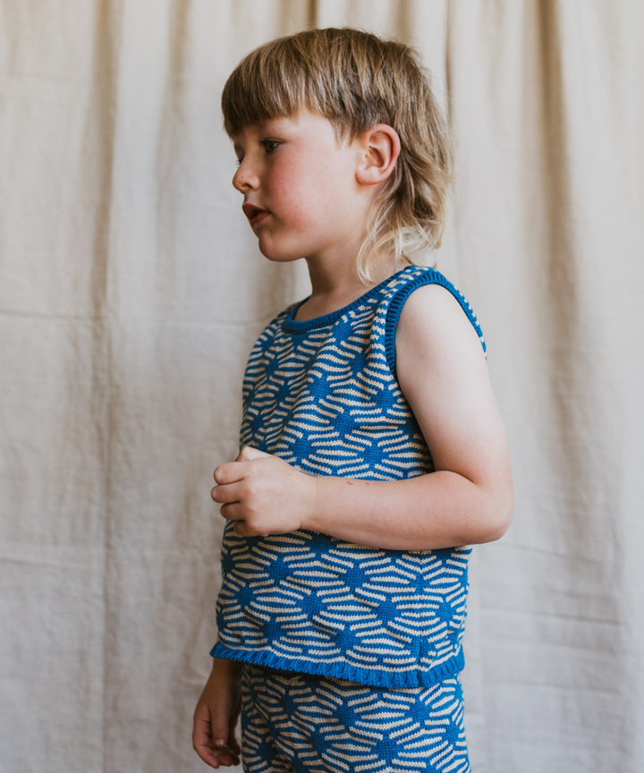 Diamond Vest - Cerulean Blue