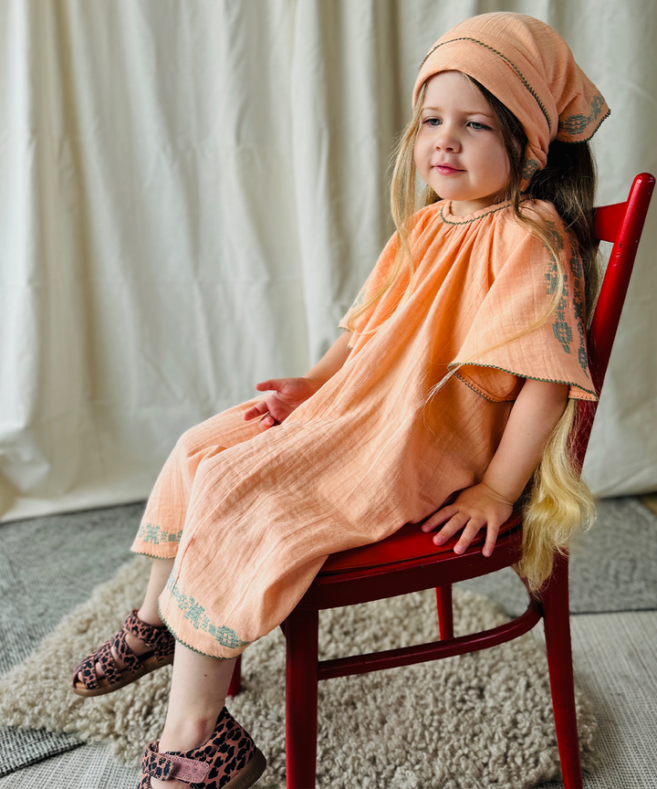 Folk Dress - Peachy