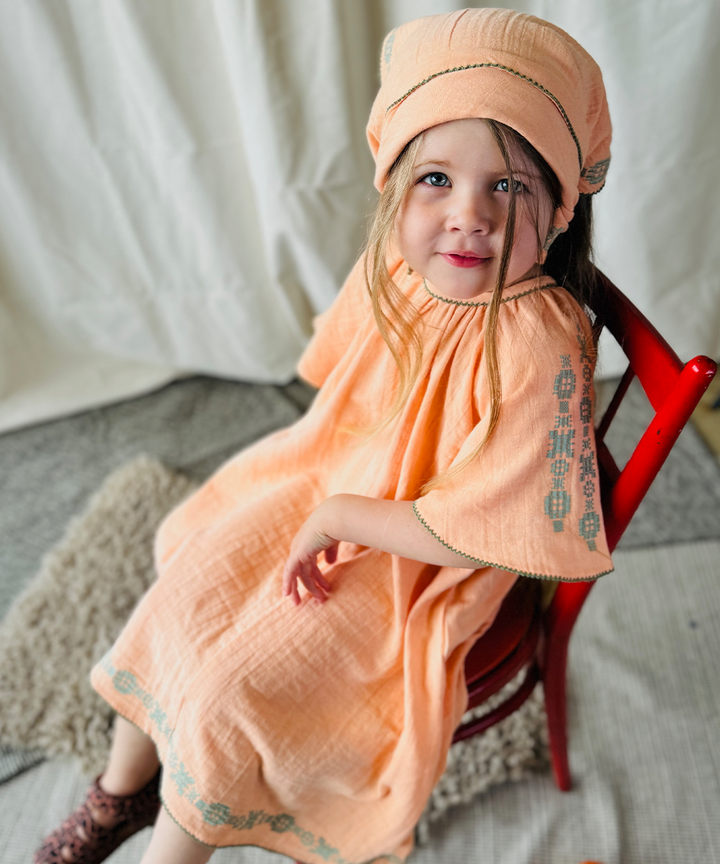 Folk Dress - Peachy