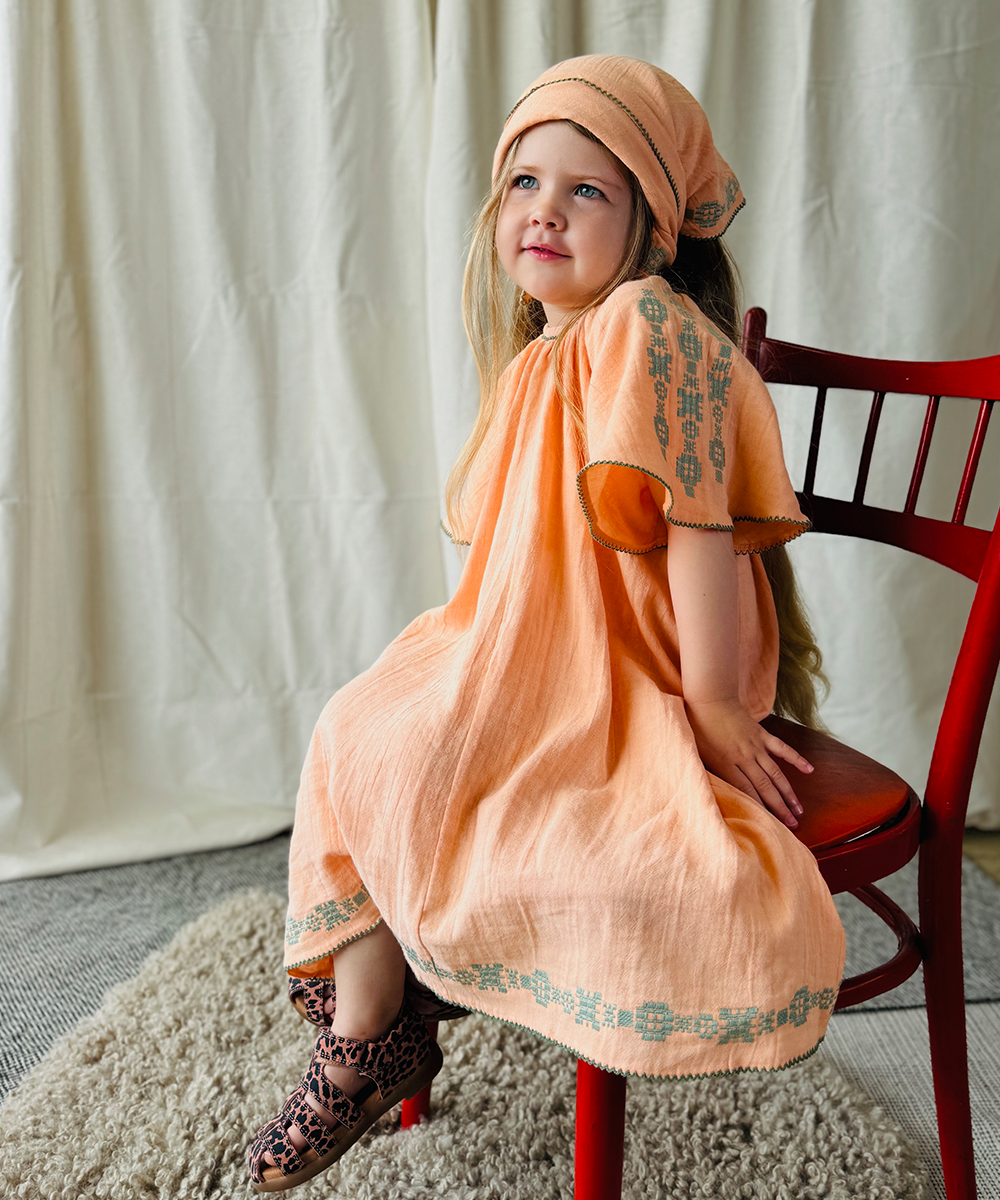 Folk Dress - Peachy