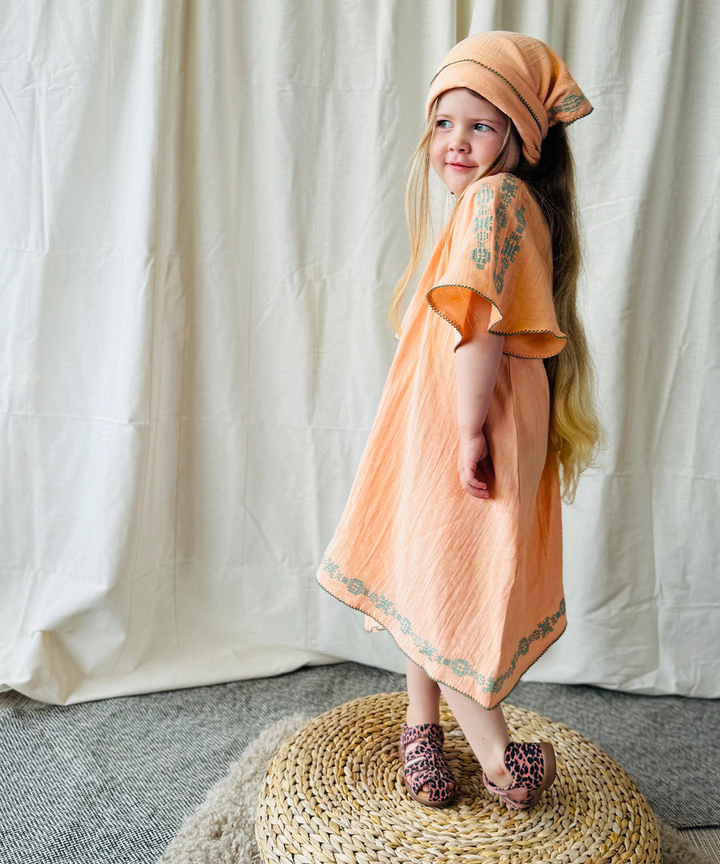 Folk Dress - Peachy