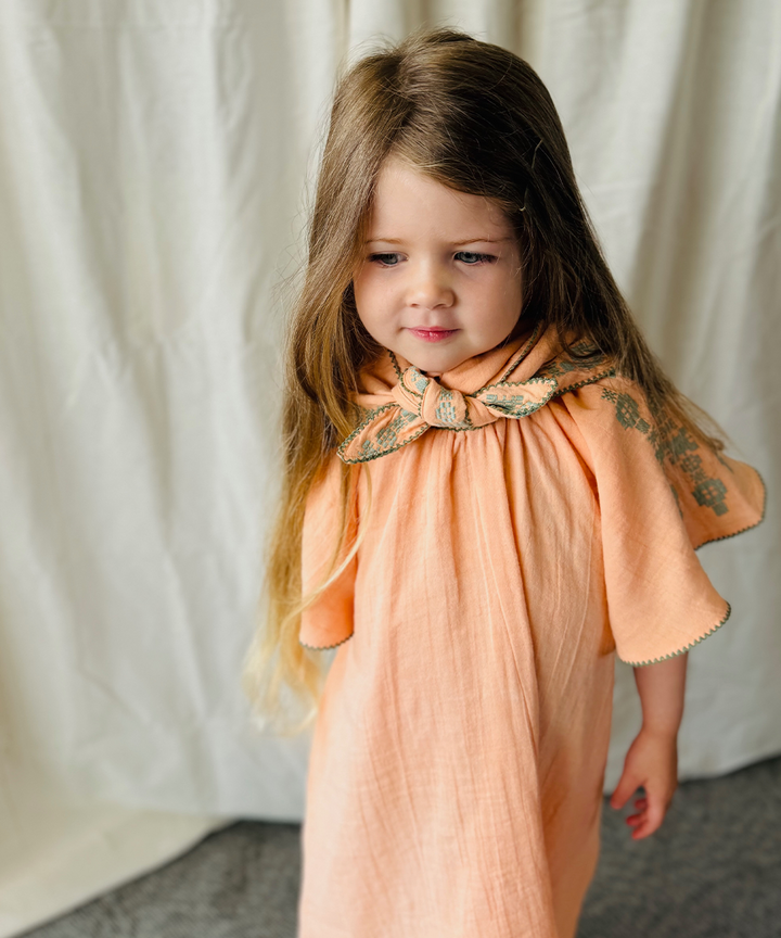 Folk Dress - Peachy
