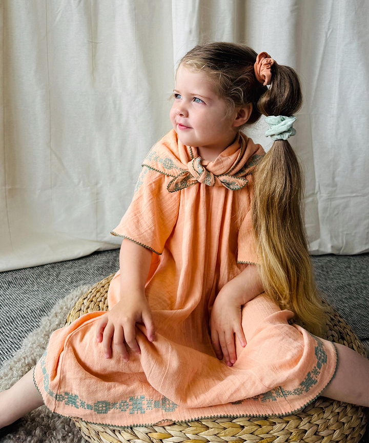 Folk Dress - Peachy