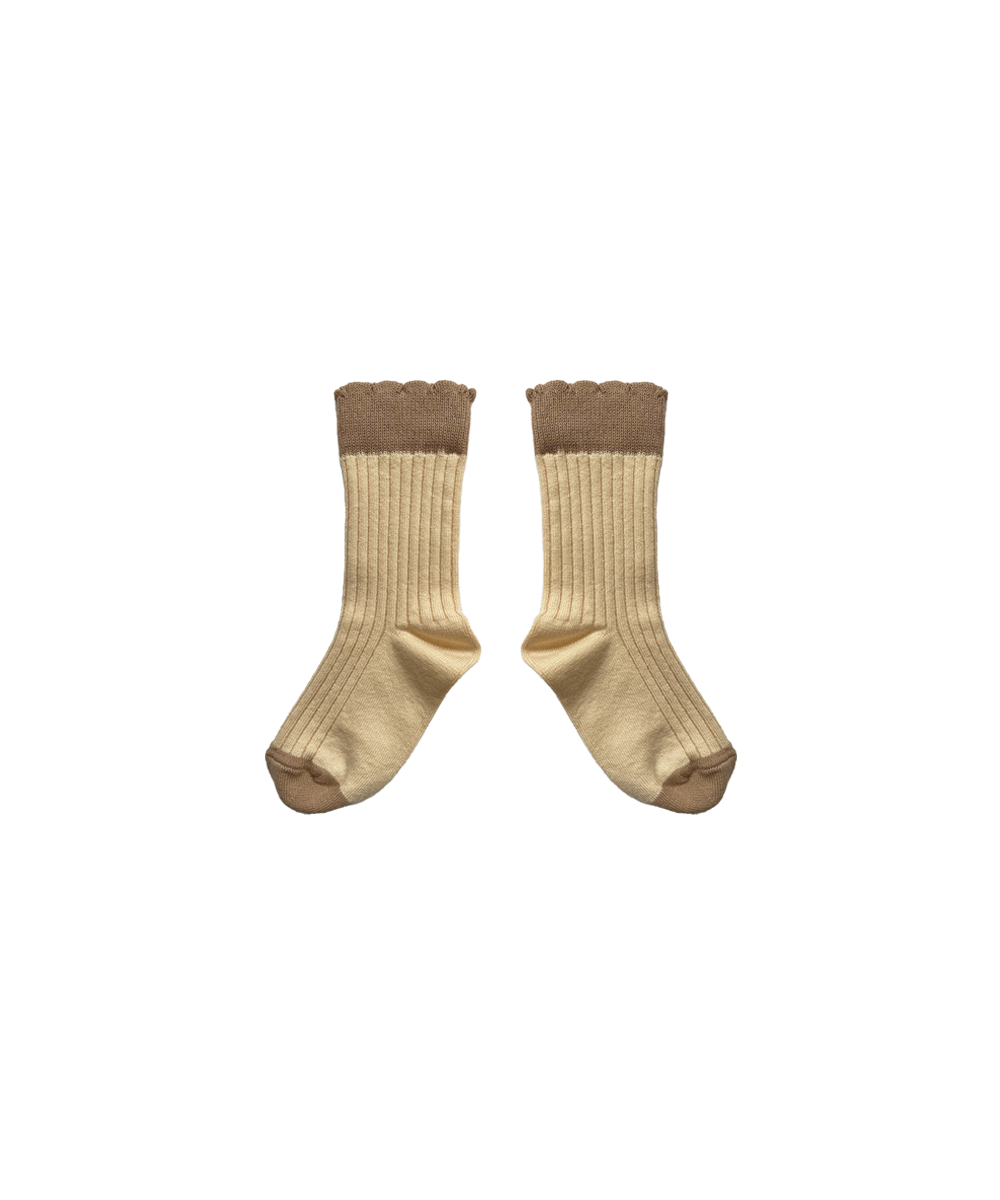 Frill Short Socks - Enoki/Portobello