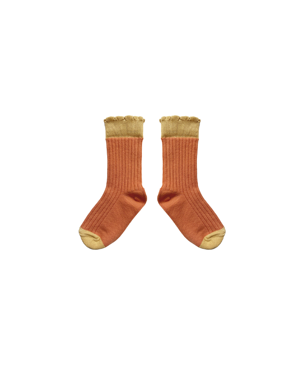 Frill Short Socks - Teracotta/Biscotti