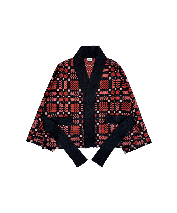 Carthen Merino Wrap Cardigan - Soot / Petals