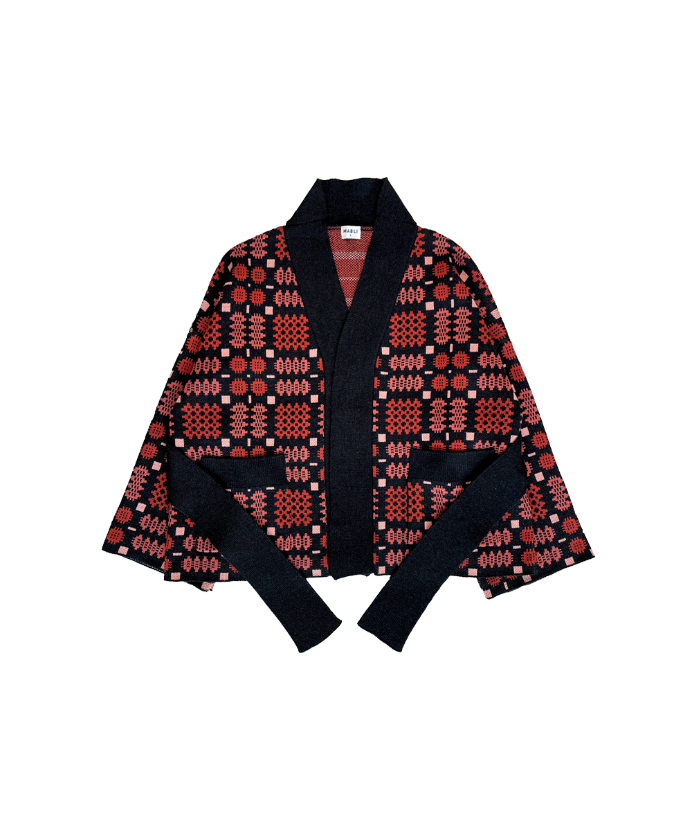 Carthen Merino Wrap Cardigan - Soot / Petals