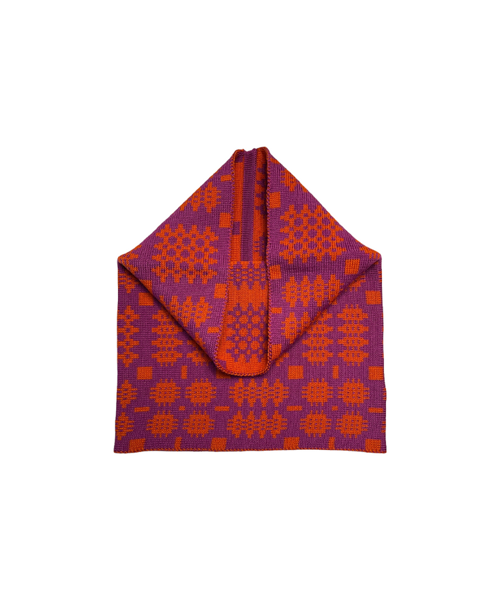 Carthen Merino Tube Scarf  - Violet / Pumpkin