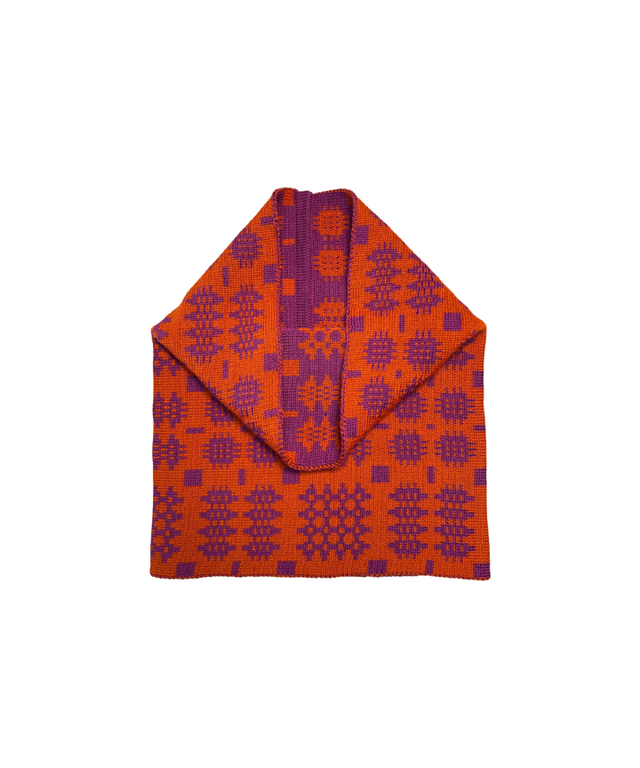Carthen Merino Tube Scarf  - Violet / Pumpkin