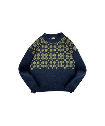 Men's Carthen Lambswool Gansey - Ink / Moss