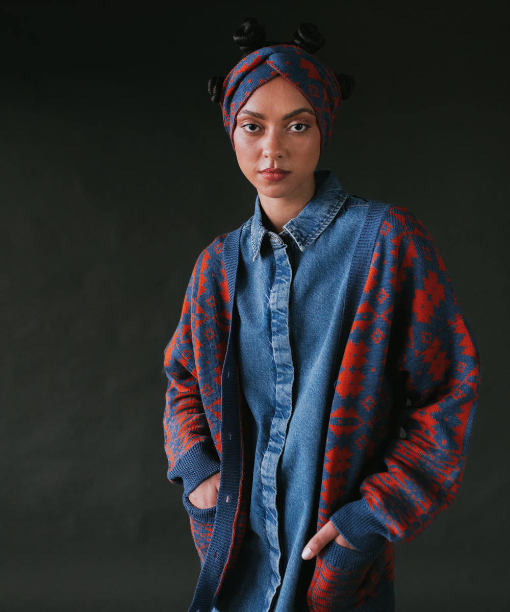 Eryri Cardigan - Denim / Pumpkin (Adult) – MABLI