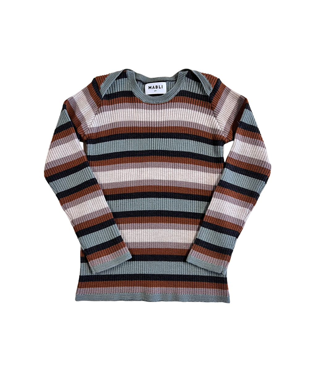 Sylfaen Skinny Rib - Duck Egg Stripe - Baby