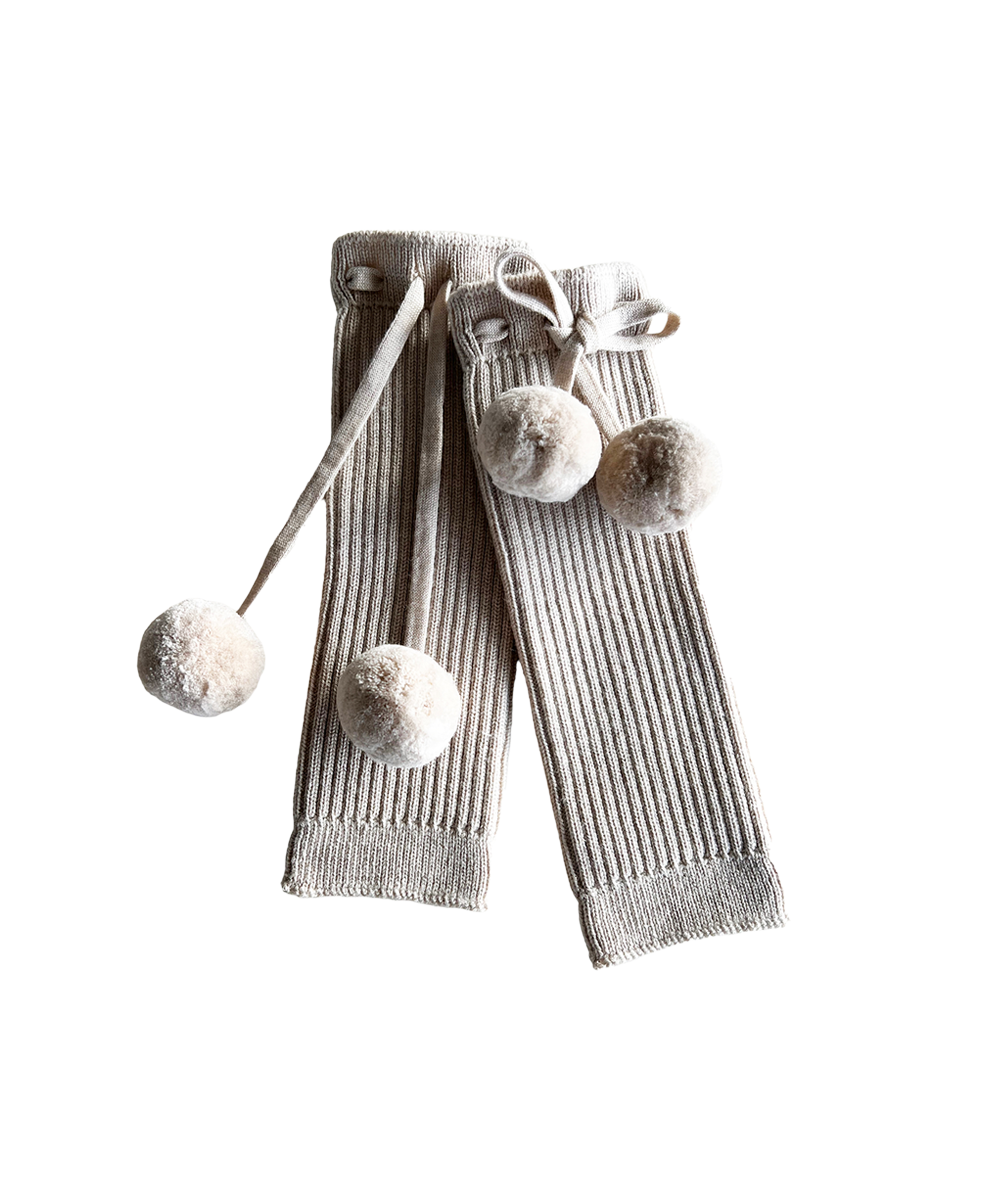 Pom-Pom Warmers - Almond