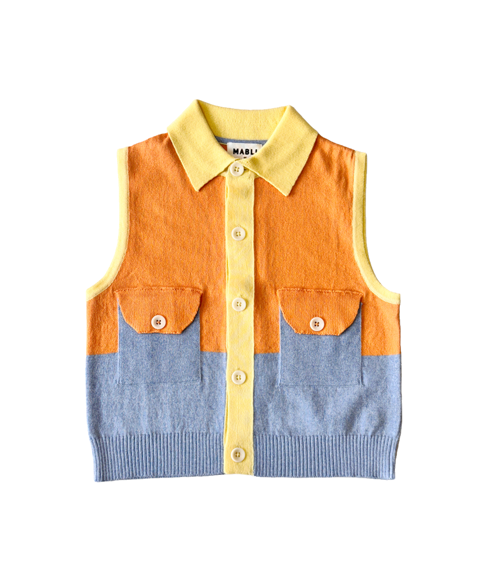 Elgan Vest - Melon/Chambray Blue