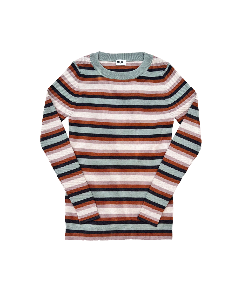 Magnus Skinny Rib - Duck Egg Stripe