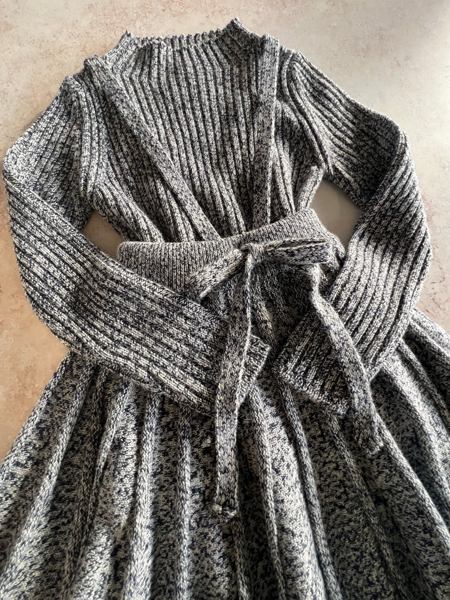 Sample Sale - Size 6Y Pullover & Skirt set - Navy/Grey/Ecru