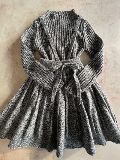 Sample Sale - Size 6Y Pullover & Skirt set - Navy/Grey/Ecru