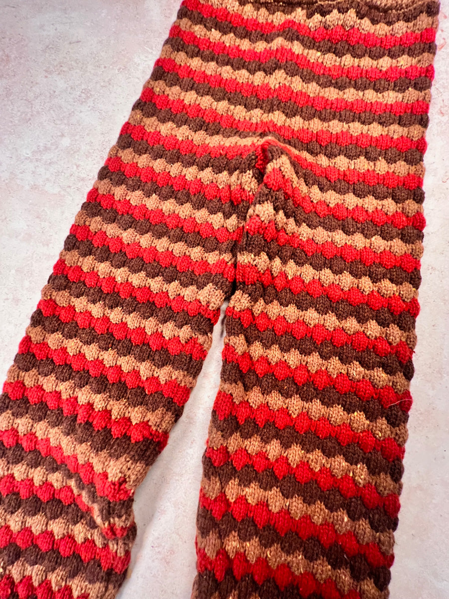 Sample Sale - Size 8Y Bubble Texture Donegal slim Pants - Red/Brown