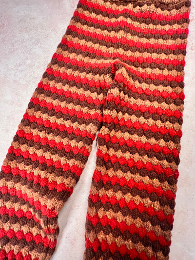 Sample Sale - Size 8Y Bubble Texture Donegal slim Pants - Red/Brown