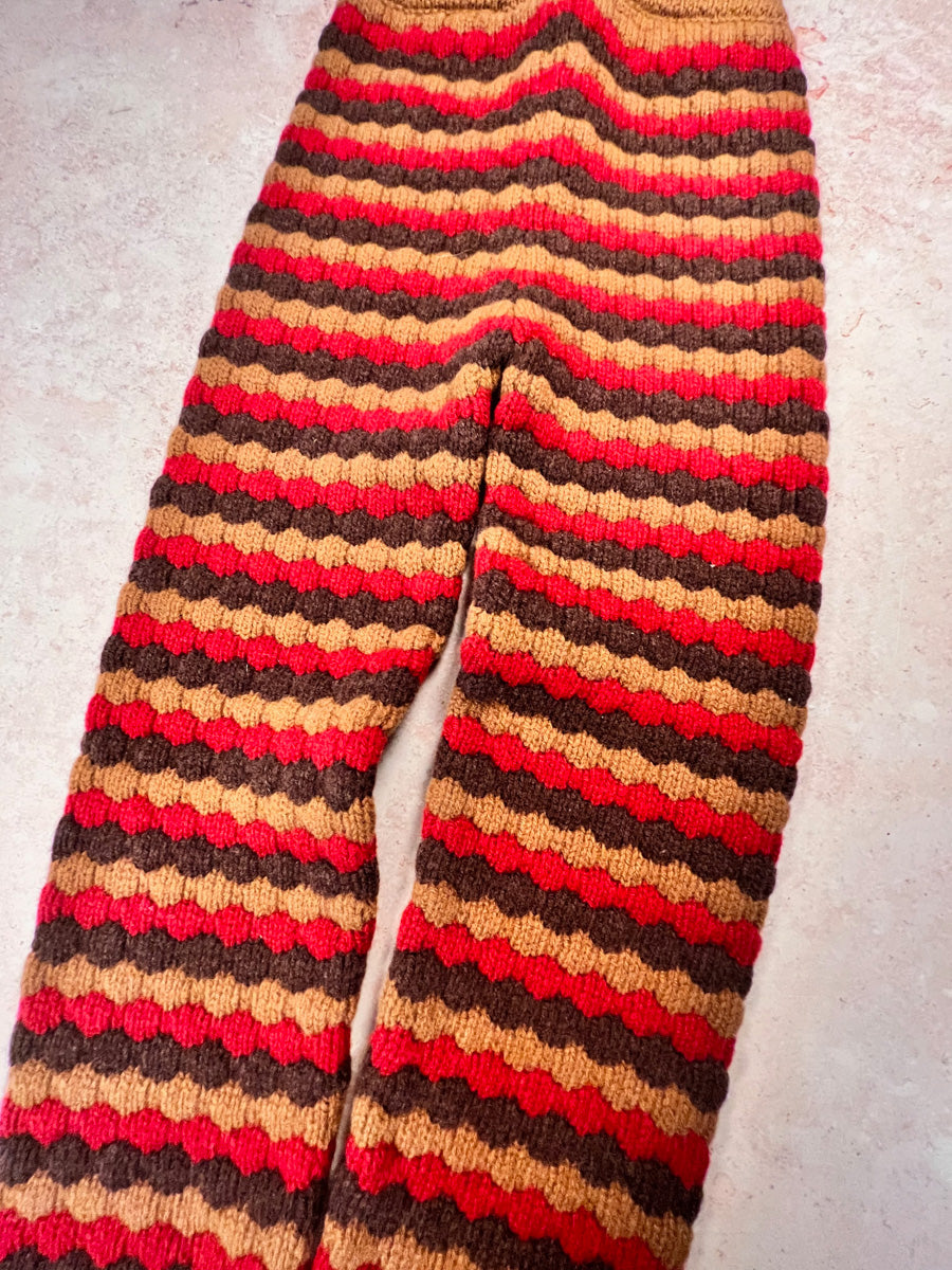 Sample Sale - Size 8Y Bubble Texture slim Pants - Red/Brown