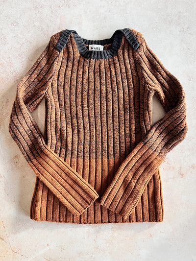 Sample Sale - Size 8Y Ribbed Pullover - Rust/Navy