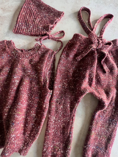 Sample Sale - Size 4Y Vest, Bonnet & tie Pants - Berry